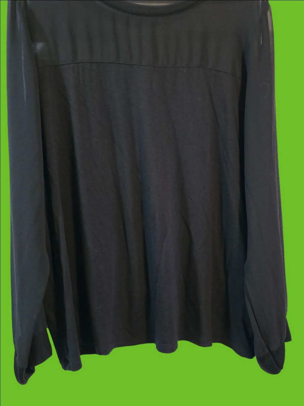 4/$67 Deal! Reitmans Black Long Sleeve Sheer Yoke Top